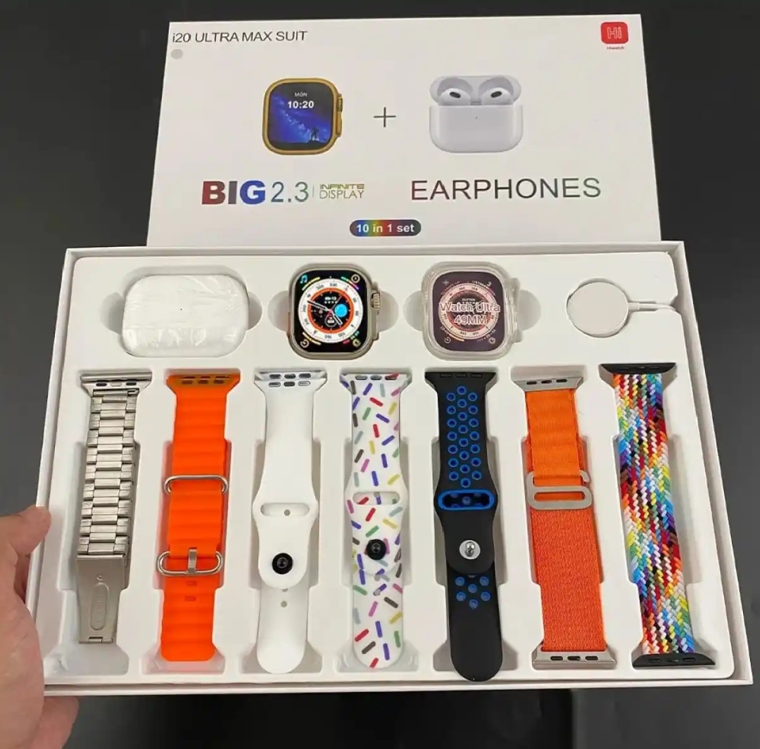 7 in 1 Ultra Smart Watch with Wireless Earbuds & 7 Interchangeable Straps – Bluetooth Calling, Sports Modes & Water Resistant Smartwatch for Men & Women