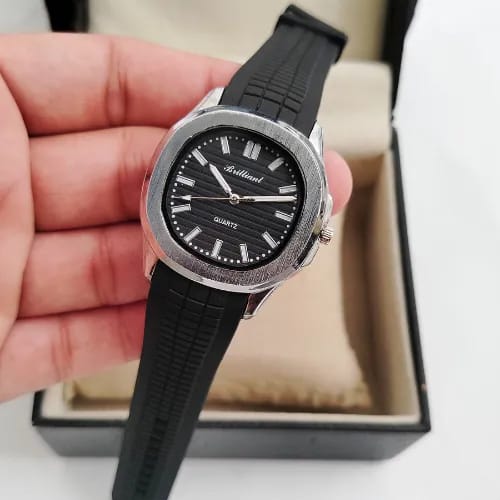 Square Dial Watch With Rubber Strap For Men And Boys High Quality Modern Design Wrist Watch Stylish Gift