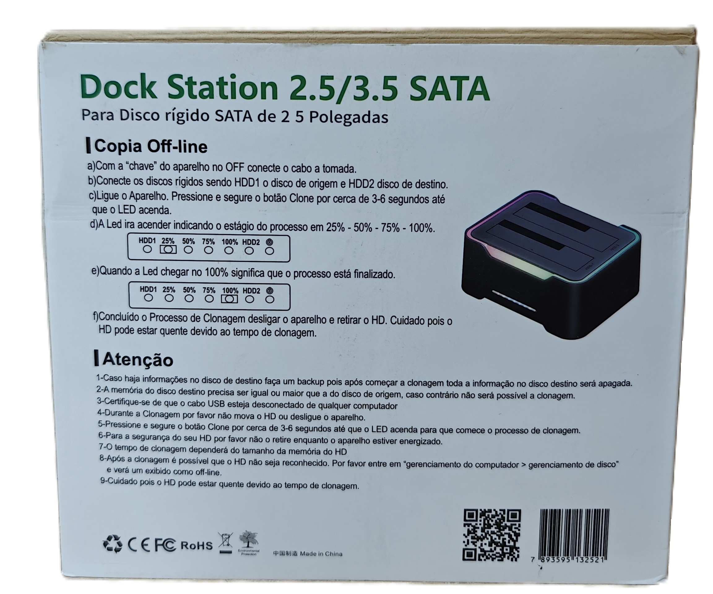 HDD SSD SATA Dual Docking Station / 5 Gbps USB 3.1 / Dual 2.5" inch External Hard Drive Enclosure / Case / Box / High Speed / RGB / Portable / Easy / Mobile OTG / Laptop / PC