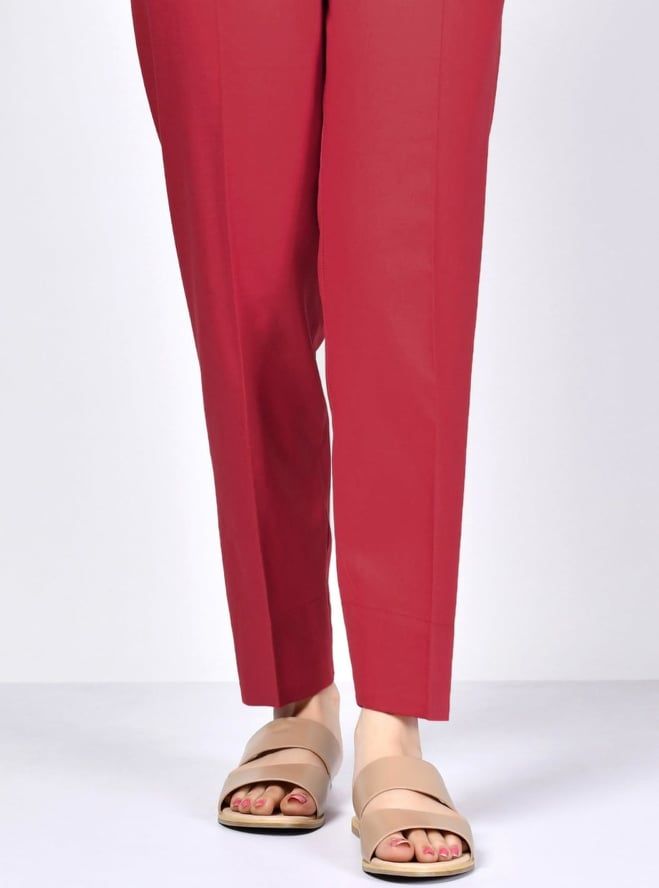 Neat Stitched Maroon Cotton Straight Trouser Capri Pants For Girls  Ladies-Assorted Colors Available