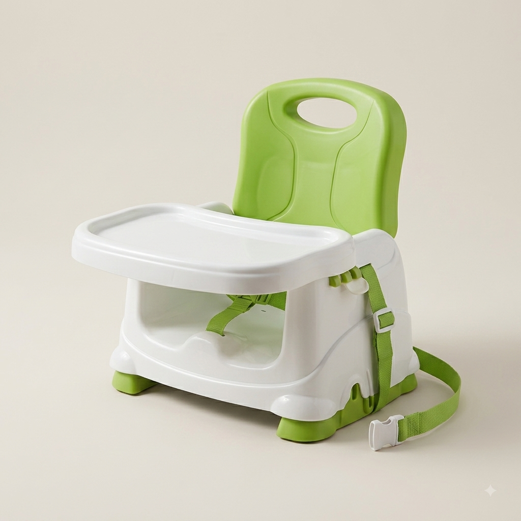 2-in-1 Baby High Chair – Foldable & Portable Feeding Chair for Kids with Adjustable Tray, Double Straps for Safety, Comfortable & Easy to Clean Booster Seat