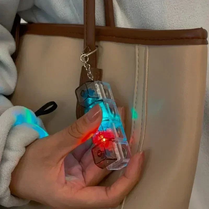 Clickable Button Light Up Keyboard Keychain Silent Operation Glowing LED Button Hot Gadget Four Finger Design