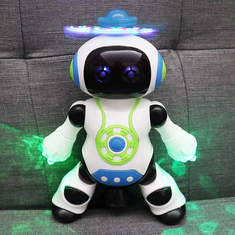 Decos Electronic Dancing Space Robot Toy for Kids, Flashing Lights, 360° Rotation, Smart Dancing Astronaut with Music, Spinning, and Lighting Patterns.