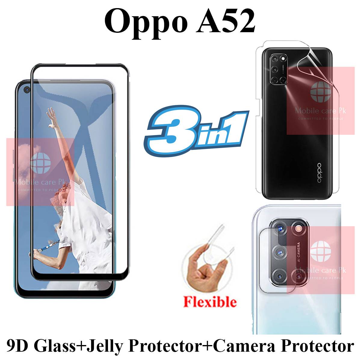 Oppo A52 Full Black 9D5D6D10D11D21D Tempered Glass Screen