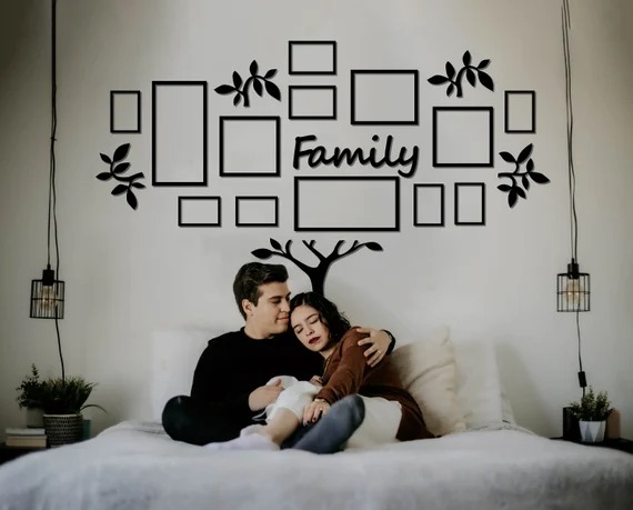 Big Family Tree 3D Wooden Photo Frame Wall Art with 13 Removable Frames, 36 x 36 Inches, Modern Acrylic Finish, Durable and Reusable Home Decor