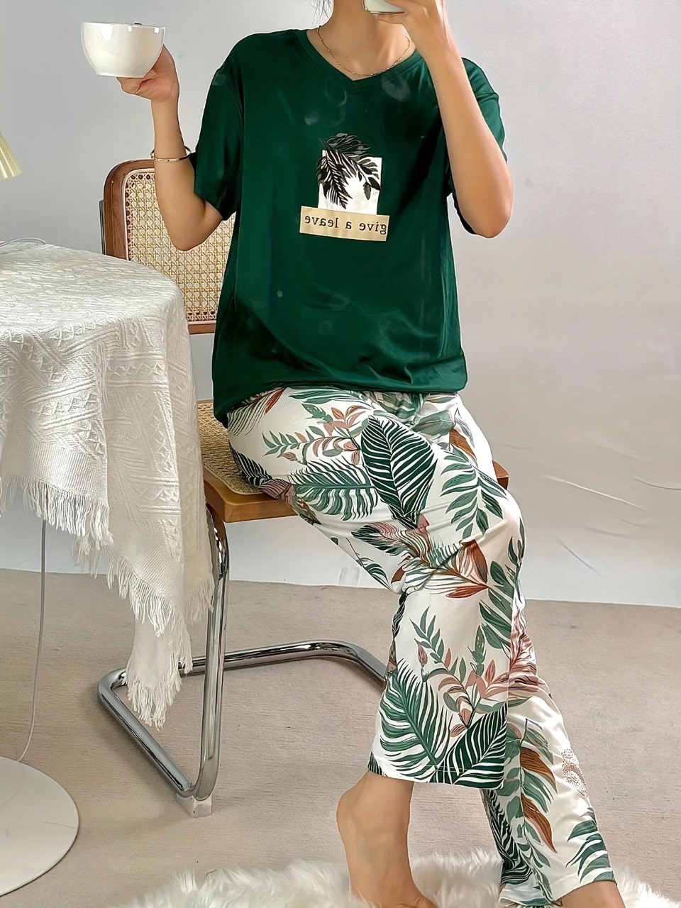 Printed T-Shirt and Trouser Set for Women and Girls | 2-Piece Nightwear | Women S-XL, Girls 7-14 Years