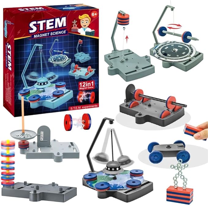 12 in 1 STEM Magnet Science Kit for Kids – Magnetic Toys, Educational Learning Experiments, and Science Kits for Kids.