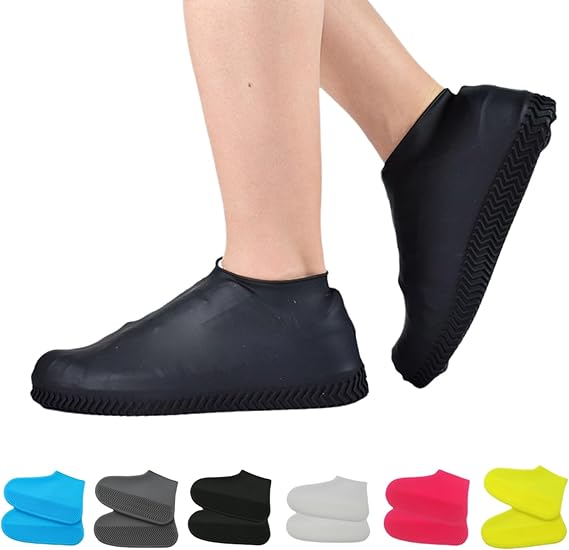 New 1 Pair Silicone Rain Shoe Covers for Men and Women, Waterproof and Non-Slip High Elastic Overshoes for Outdoor Use, Durable Rubber Reusable Rain Boot Cover Ideal for Travel, Walking, Hiking, Cycling, and Daily Commuting on Wet Roads