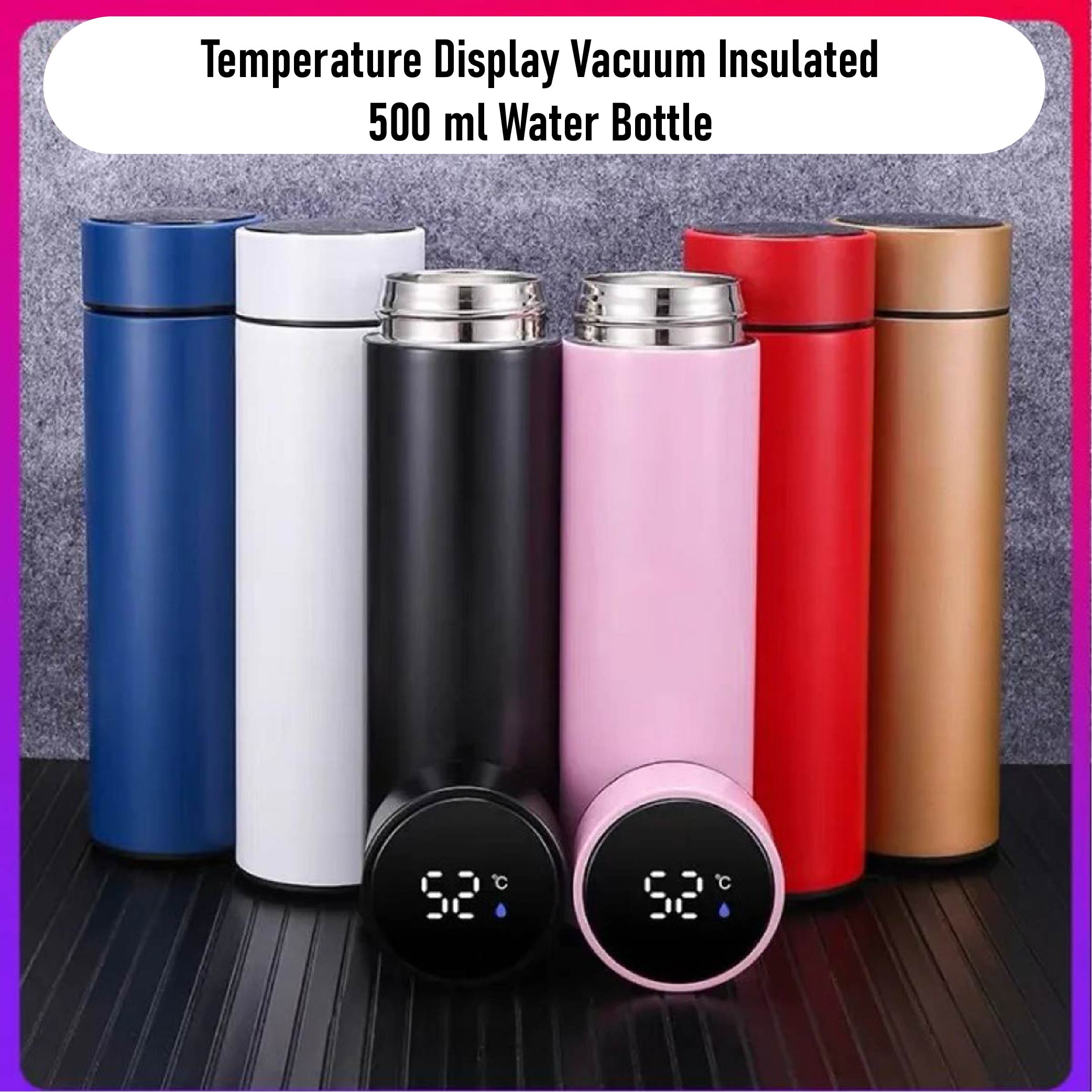 500ML Smart Thermos Water Bottle Led Digital Temperature Display Stainless Steel Coffee Thermal Mugs Intelligent Insulation Cups