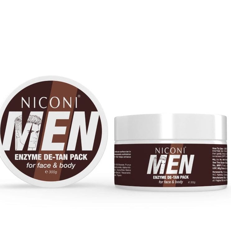 Niconi Men Cream Enzyme De‑Tan Pack 300g | Professional Enzyme Formula with Papain & Bromelain | AHA Exfoliation with Lactic & Mandelic Acid | Brightening Complex with Kojic Acid, Alpha Arbutin & Niacinamide | Face & Body Care 🌿✨💆‍♂️