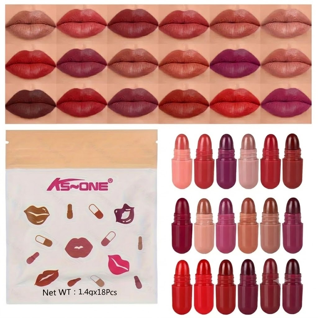 LMG BROTHS Capsule Lipstick Set – Silky Smooth Matte Finish Mini Lipstick Pods (Travel Size & Portable)