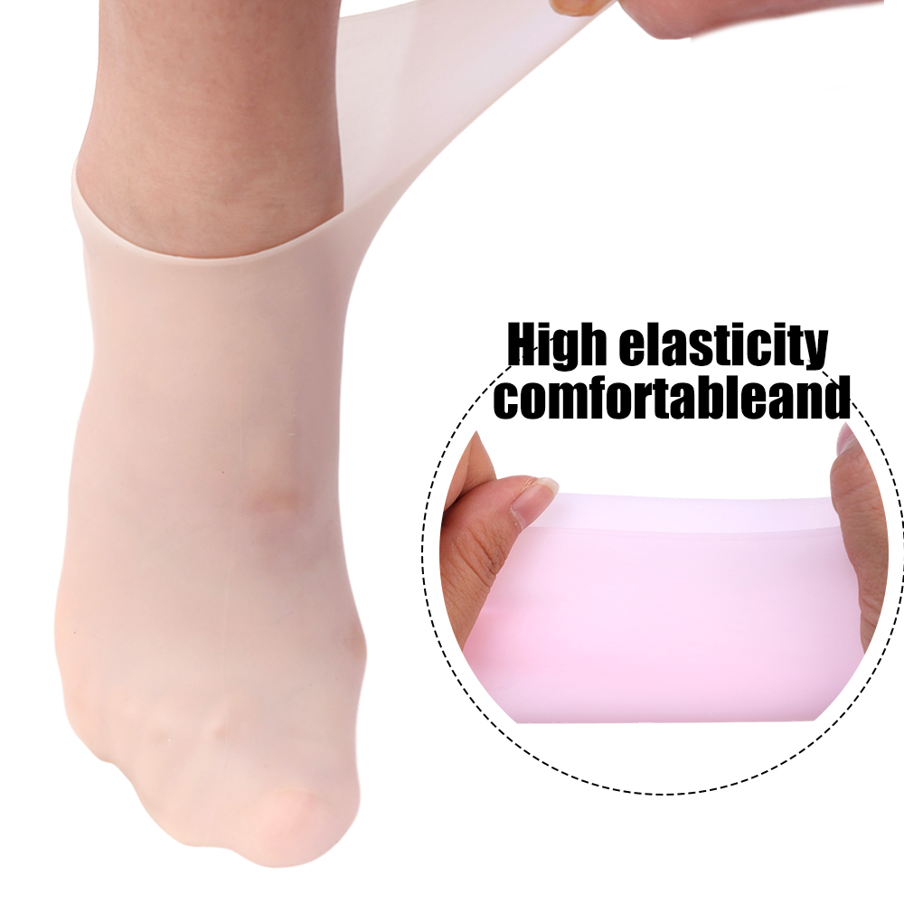 [Bundle Of 2] Moisturizing Socks Silicone Gel Heel Pad Socks Skin Color & Half Heel Pads