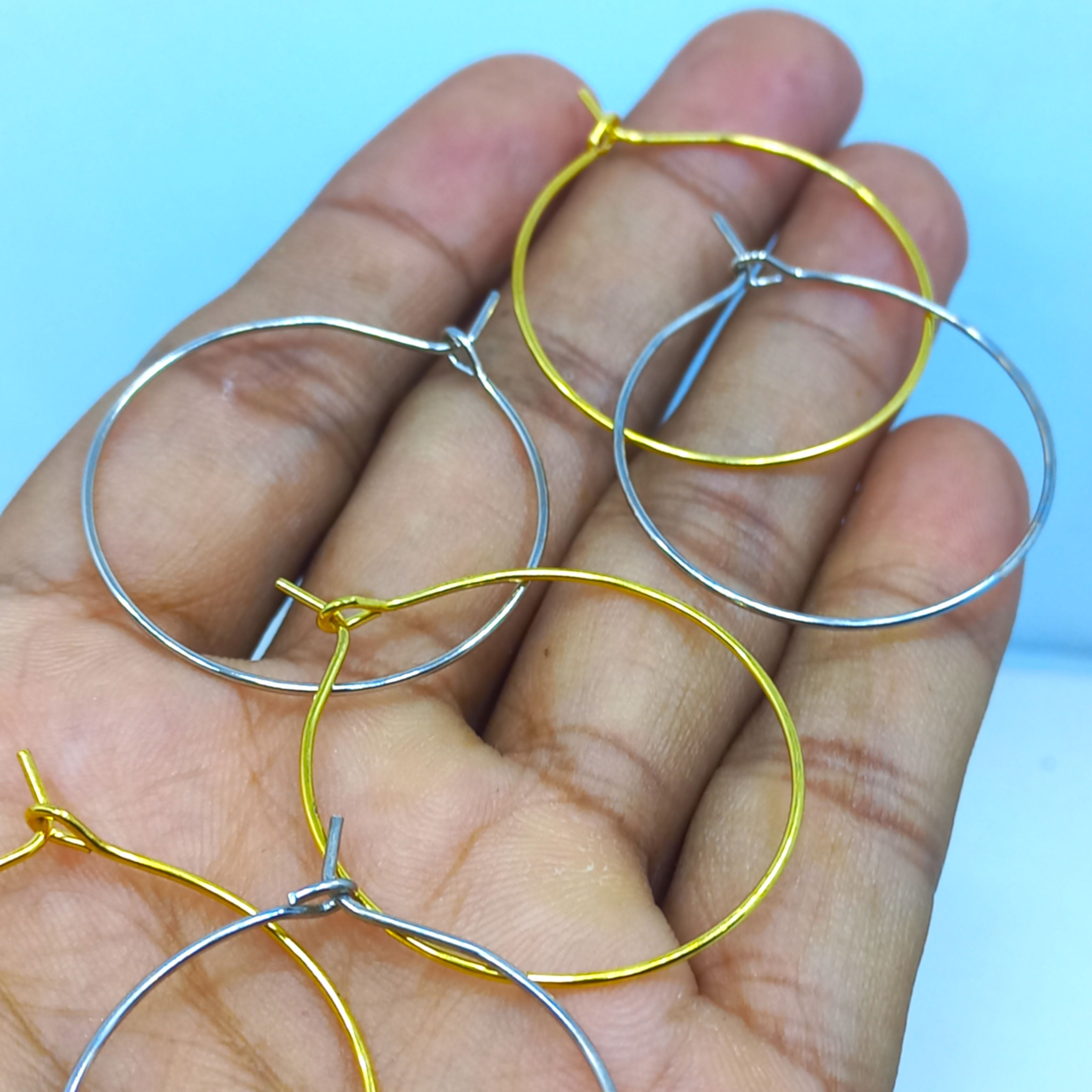 4pcs, Metal Hoop Earrings,  Earring Beading Hoop, Circle Wire Earrings, about 30mm, DIY Art & Craft.