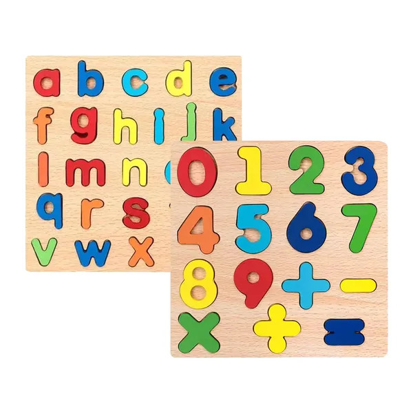 Kid's Learning Wooden alphabet | Puzzles & Numbers Count Board, Colorful ABC Uppercase Letters/Numbers/Shapes for Kids Toddlers Preschool Early Learning Educational Toys