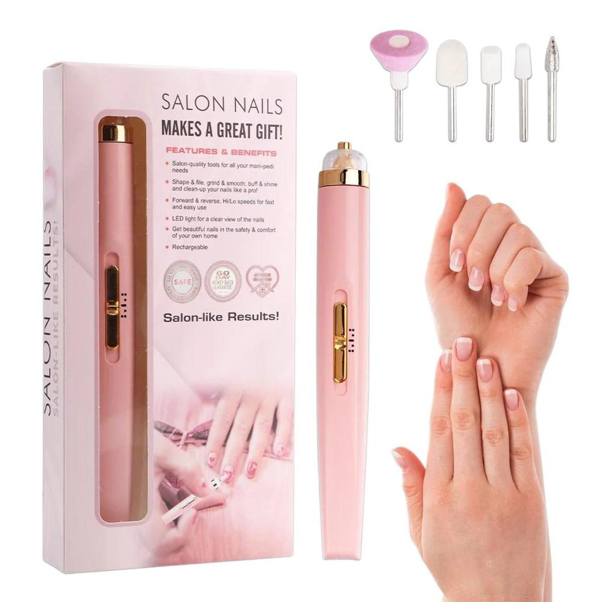 Rechargeable Flawless Salon Nail Pro Electric Nail Drill Bits File Tool Set Machine Grinding Acrylic Art Manicure Pen Shape for Manicure Pedicure Cuticle Clean Gel Remover Nail Art Milling Cutters Manicure Tools Pedicure Kit