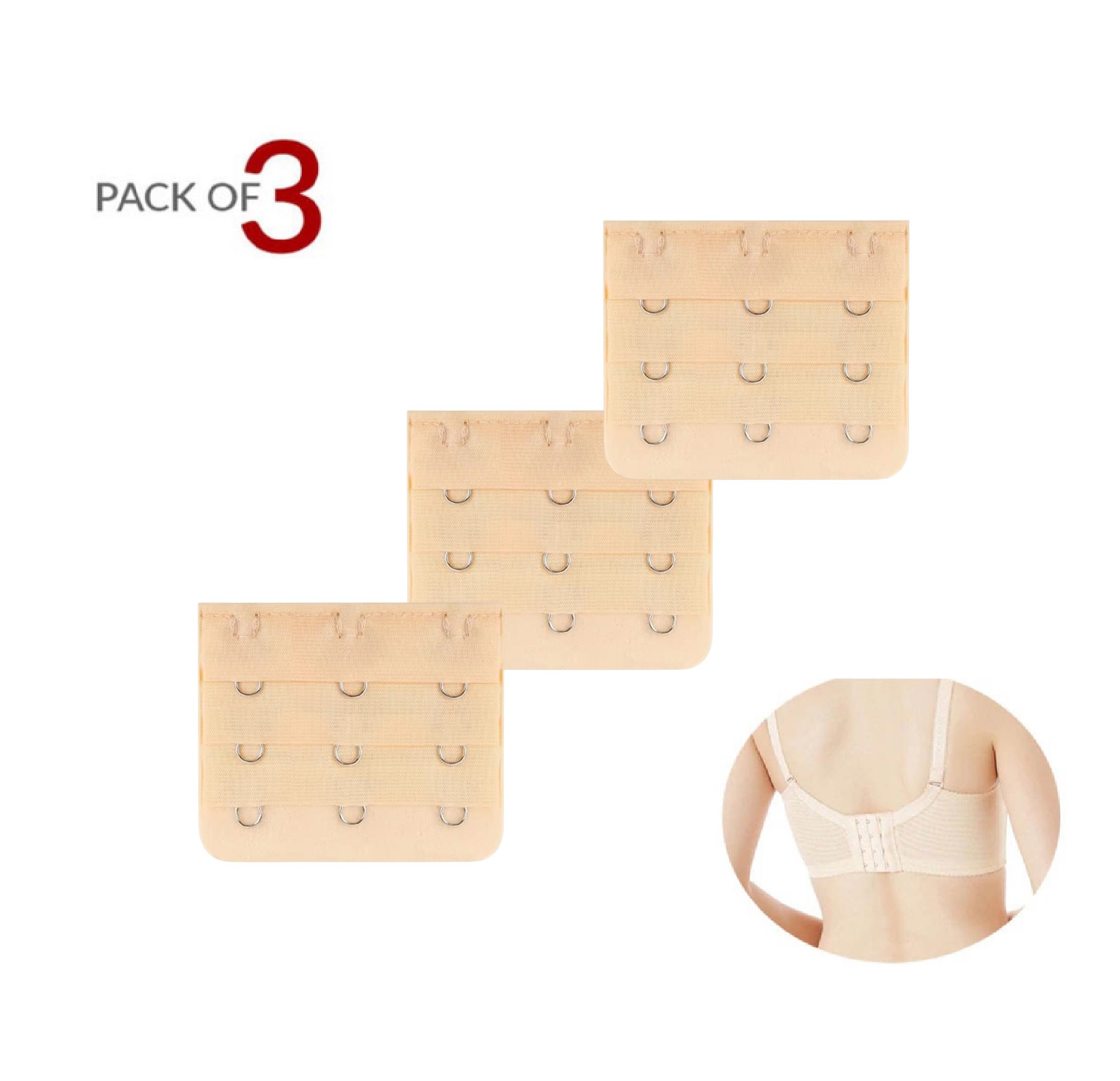 Bra Extender for Women's Elastic Bra Extension Strap Hook Clip Expander Adjustable Belt Buckle Intimates Accessories 3 Pcs