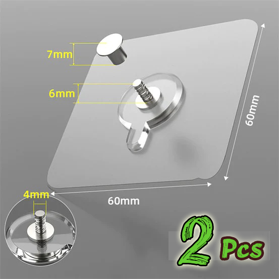 2/6pcs Strong Adhesive Nails Wall Poster Seamless Wall Hook Waterproof Durable Transparent for Kitchen Bathroom Screw Hook Hanger Picture Photo Frame Painting Self Adhesive Wall Screw Sticker PVC