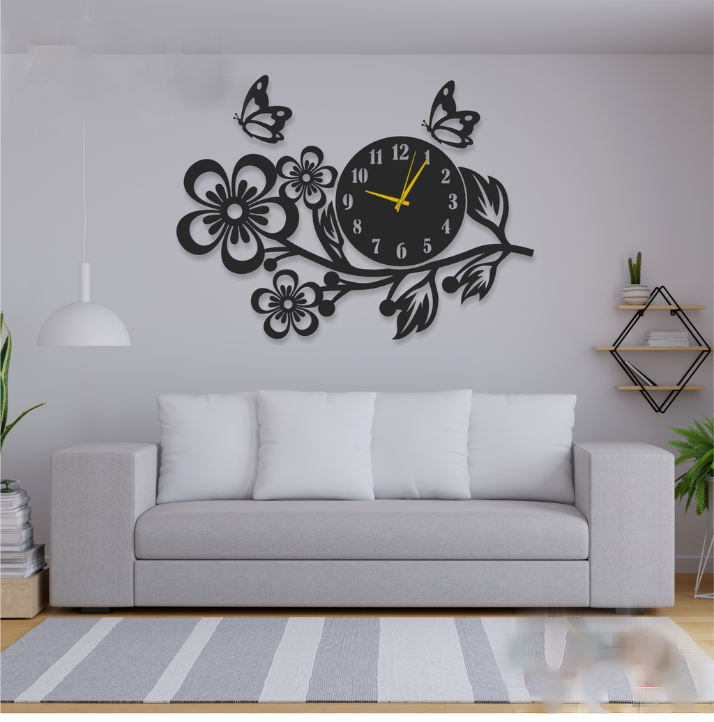 Big Led Flower wooden 3d Wall Clock for bedroom TV lounge