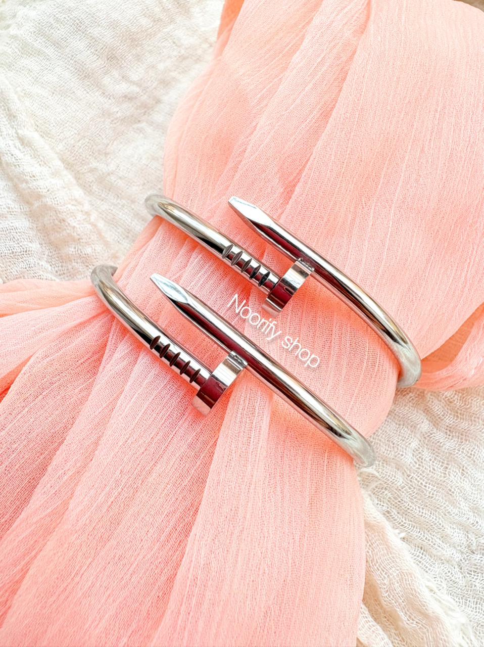 Stainless Steel Branded Jewellery Nail Handcuff for girls | Tarnish Free Fashion Jewelry Bangle for Unisex |  High Quality Most Demanded Bracelets