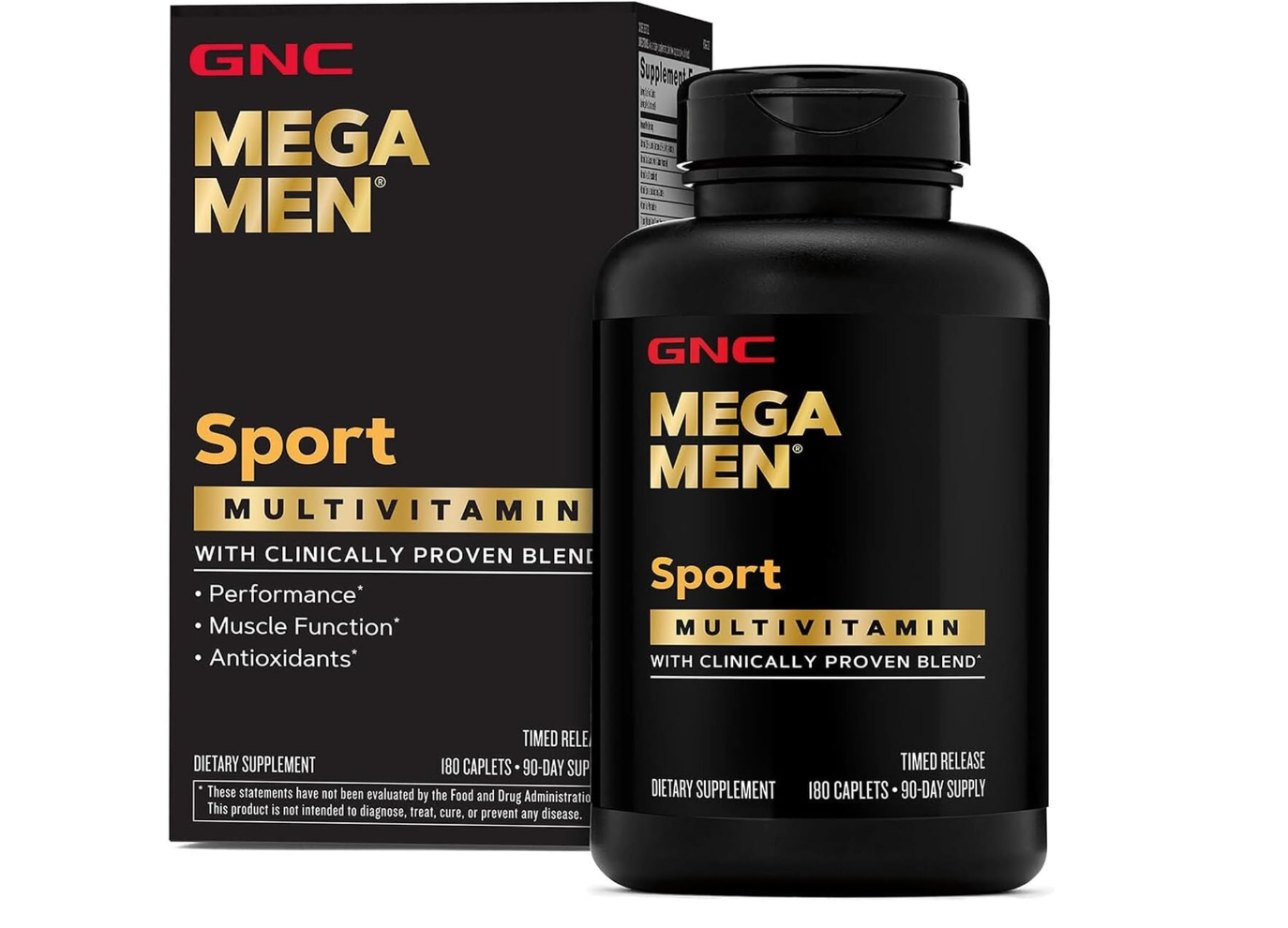 GNC Mega Men Sport Multivitamin for Men | Performance, Muscle Function, and General Health | 180 Count | Clinically Shown to Boost Nutrient Levels and Mental Wellbeing, with BCAAs and Carnitine for Muscle Performance and Energy