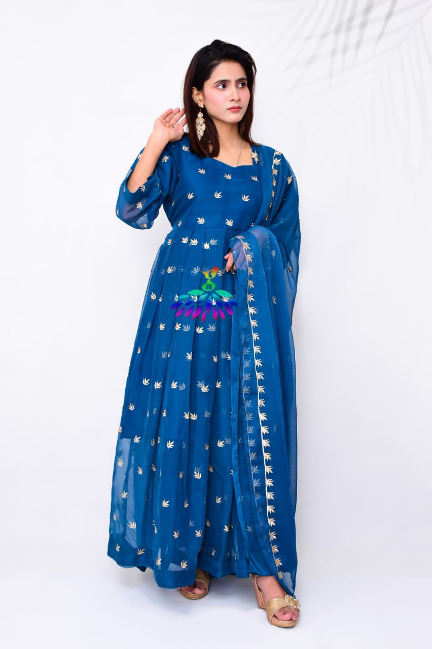 Stylish Fashionable Elegant Chiffon Maxi Dress for Women - Full Length Party Gown for Weddings, Mehndi, and Formal Events | Stylish Evening Wear for Ladies and Girls | Luxurious Design with Flowy Silhouette and Comfortable Fit