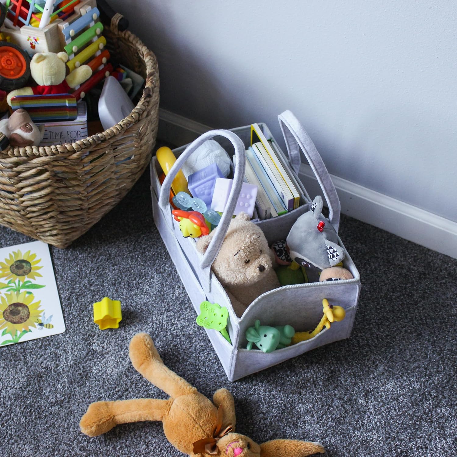 Baby Diaper Bag Caddy Organizer, Foldable Storage Bag, Elegant and Functional Baby Essentials Organizer
