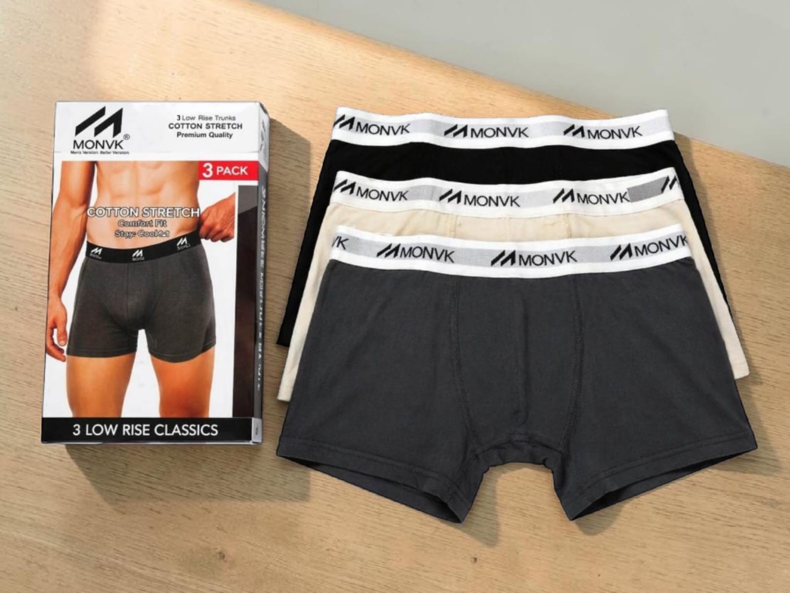 Underwear boxer men (pack of 3) with very soft and breathable premium quality materials
