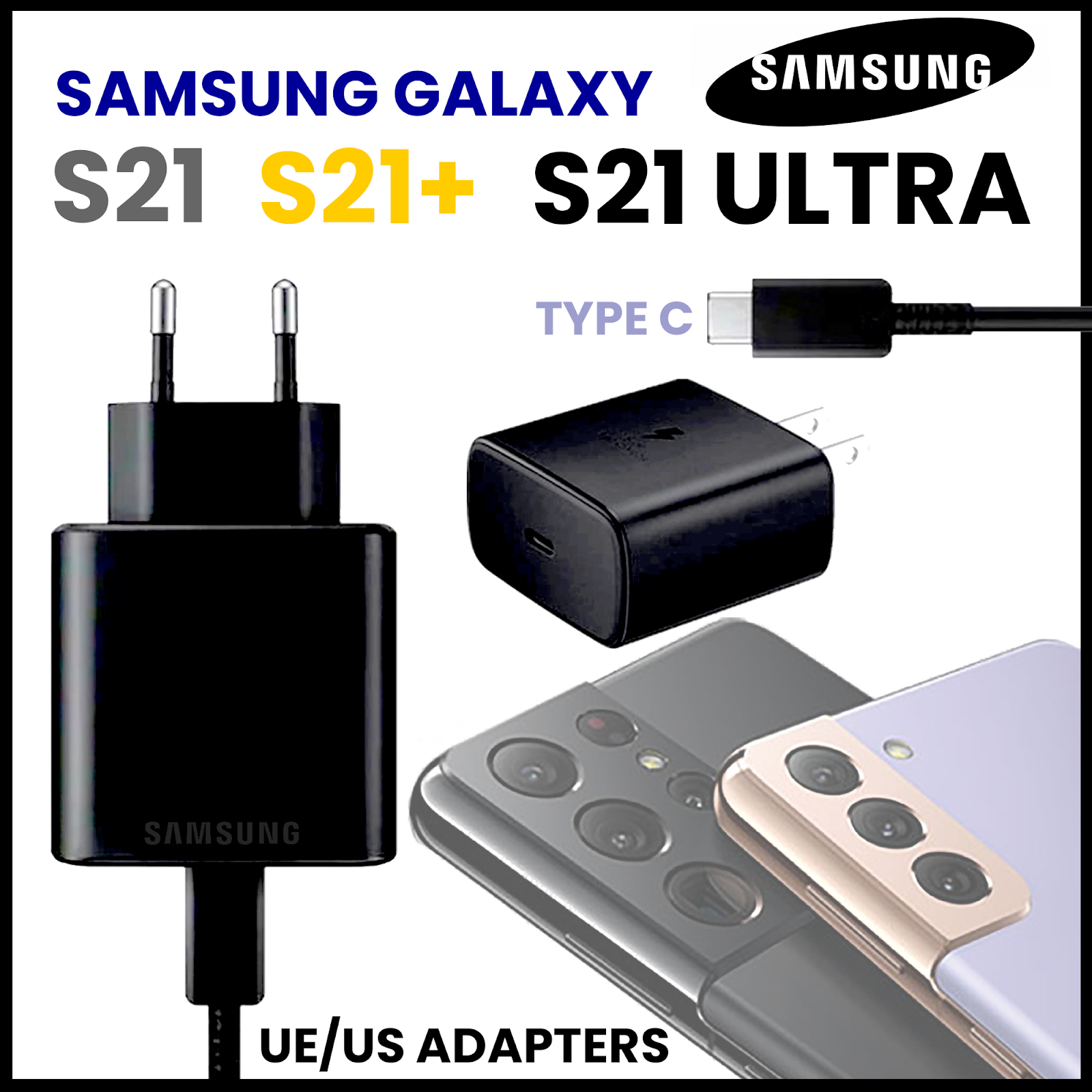 Original Samsung 45w Super Fast 2 0 Wall Charger For Galaxy S21 Ultra 5g S21 5g S21 Plus 5g S21 Ultra 5g S 5g S Plus 5g S Ultra 5g S Fe 5g