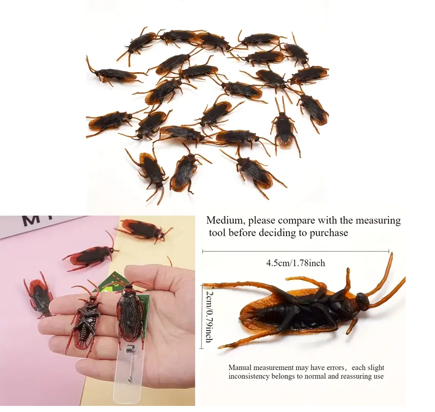 6 Pieces Prank Fake Roaches, Favorite Trick Joke Toys Look Real, Scary Insects Realistic Plastic Bugs, Novelty Cockroach for Party