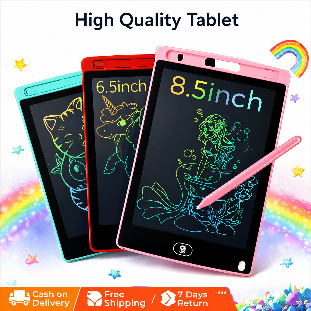 LCD Writing Tablet with Stylus Multicolor Digital Drawing Tablet for Kids - Unisex Educational Learning Toy, Best Gift for Children