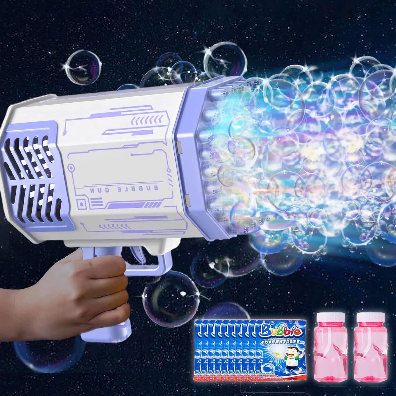 69 Holes Bubble Machine Blaster Gun with Lights for Hours Fun Daraz.pk