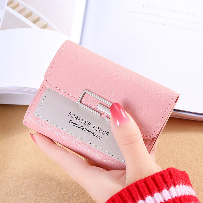 Fashion brand mini wallet womens Fashion Purse female short small wallets korean style student lovely pink purse female wallet.