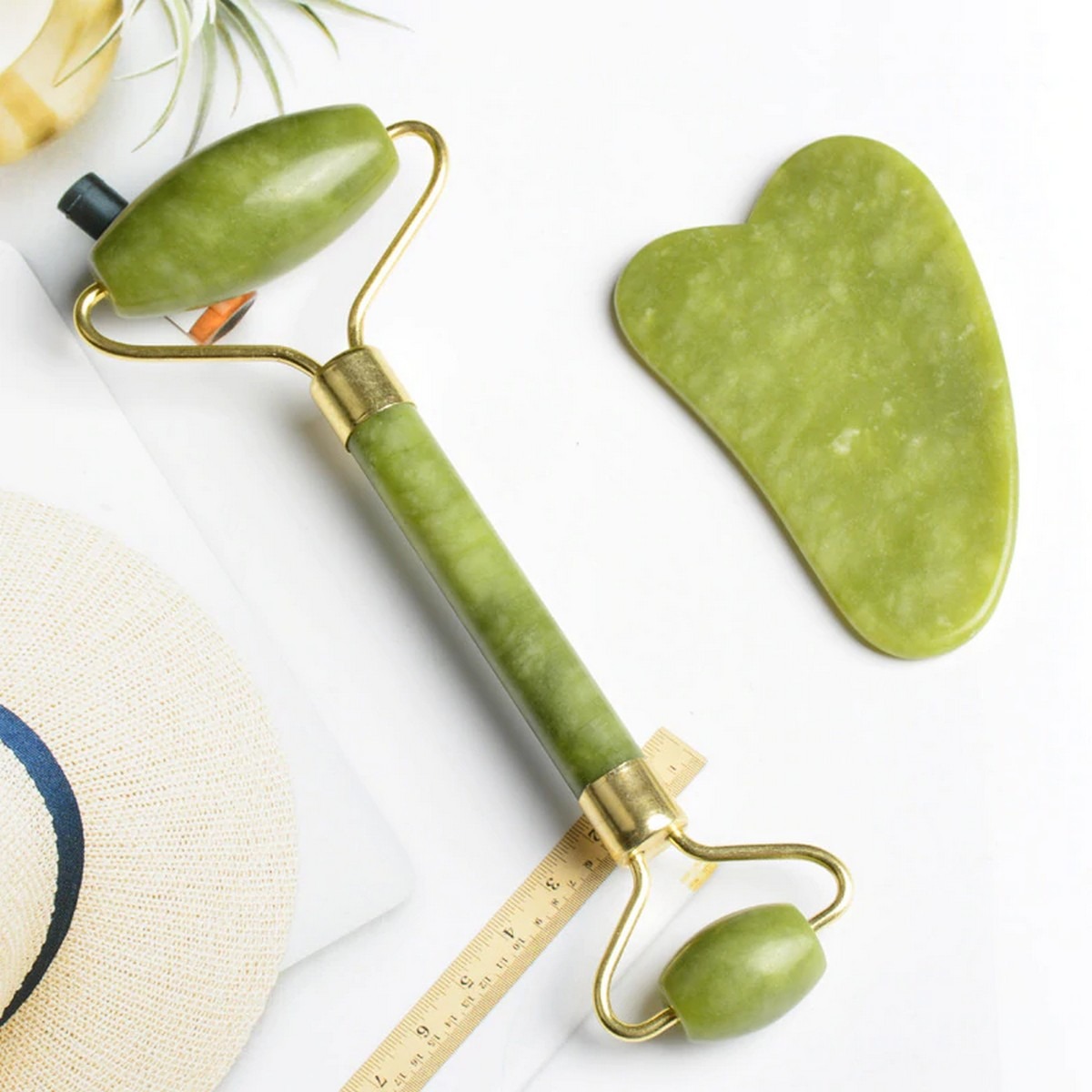 jade Roller for Face and Gua Sha Set Face Roller Natural Jade Stone for Anti-Aging, Eye Puffiness Wrinkles, Skincare Massage Tools for Face Eyes