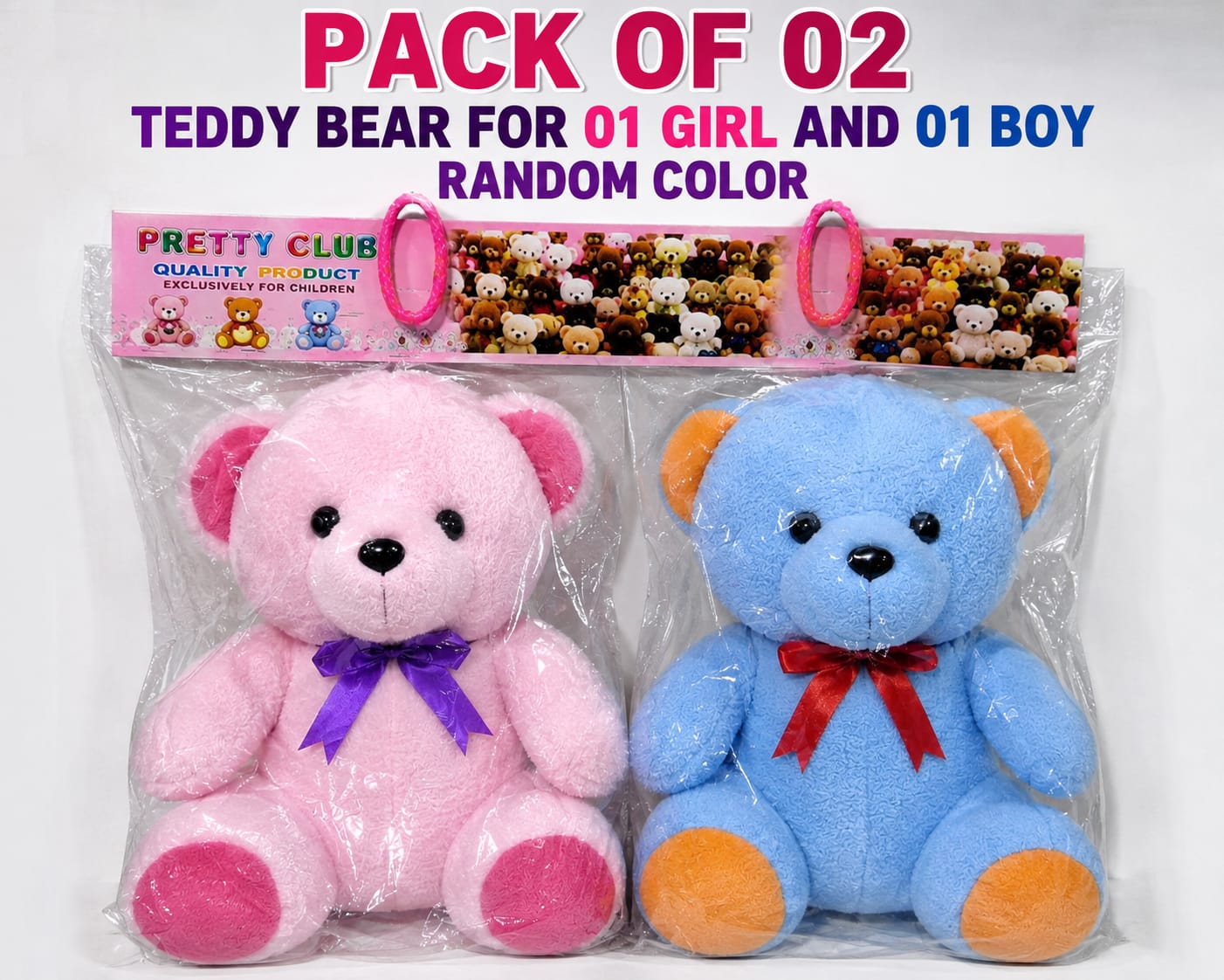 (PK OF 01 & 02) 10 Inch Teddy Bear, Panda Bear and Doll  Pink,Red, Blue and Yellow colour available Plush Stuffed Animal: Adorable Small Baby Bear Plush Toy - Perfect Gift for Kids, Boys, and Girls Discount only for limited time