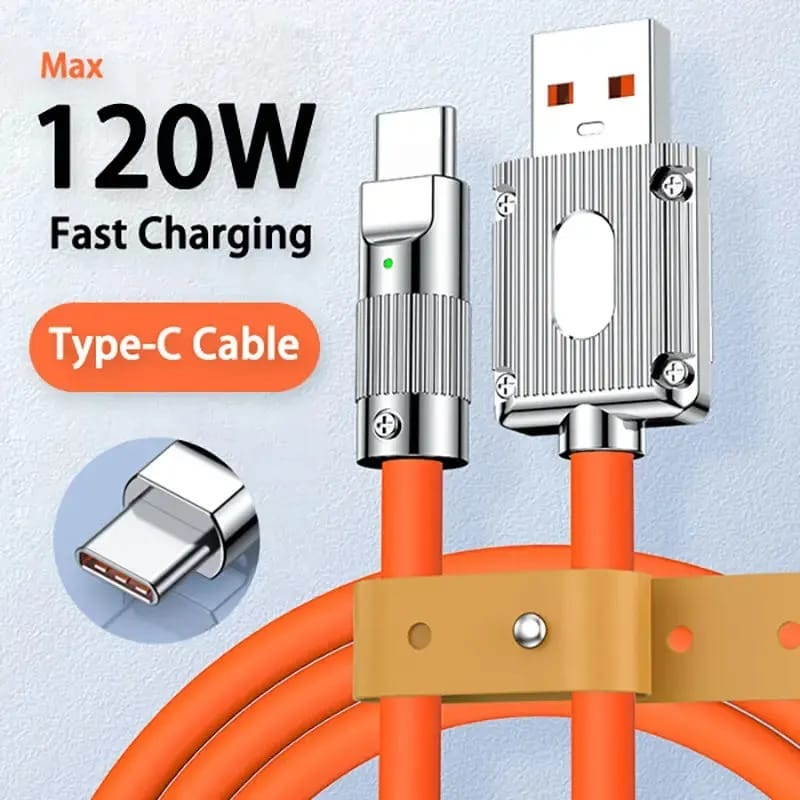 120W/6A Original Liquid Silicon Thick Type C Data Cable Original-/-Universal For All Phones OPPO POCO Samsung -/-Mobile Phone Power Banks price in Pakistan