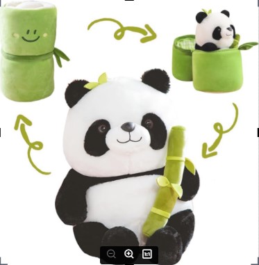 25cm Large Cute Panda Plush with Bamboo, Kawaii Soft Panda in Bamboo Stuffed Animals Toy, Plushies Doll Gifts for Kids Girls Boys Birthday Valentine (Panda in Bamboo)