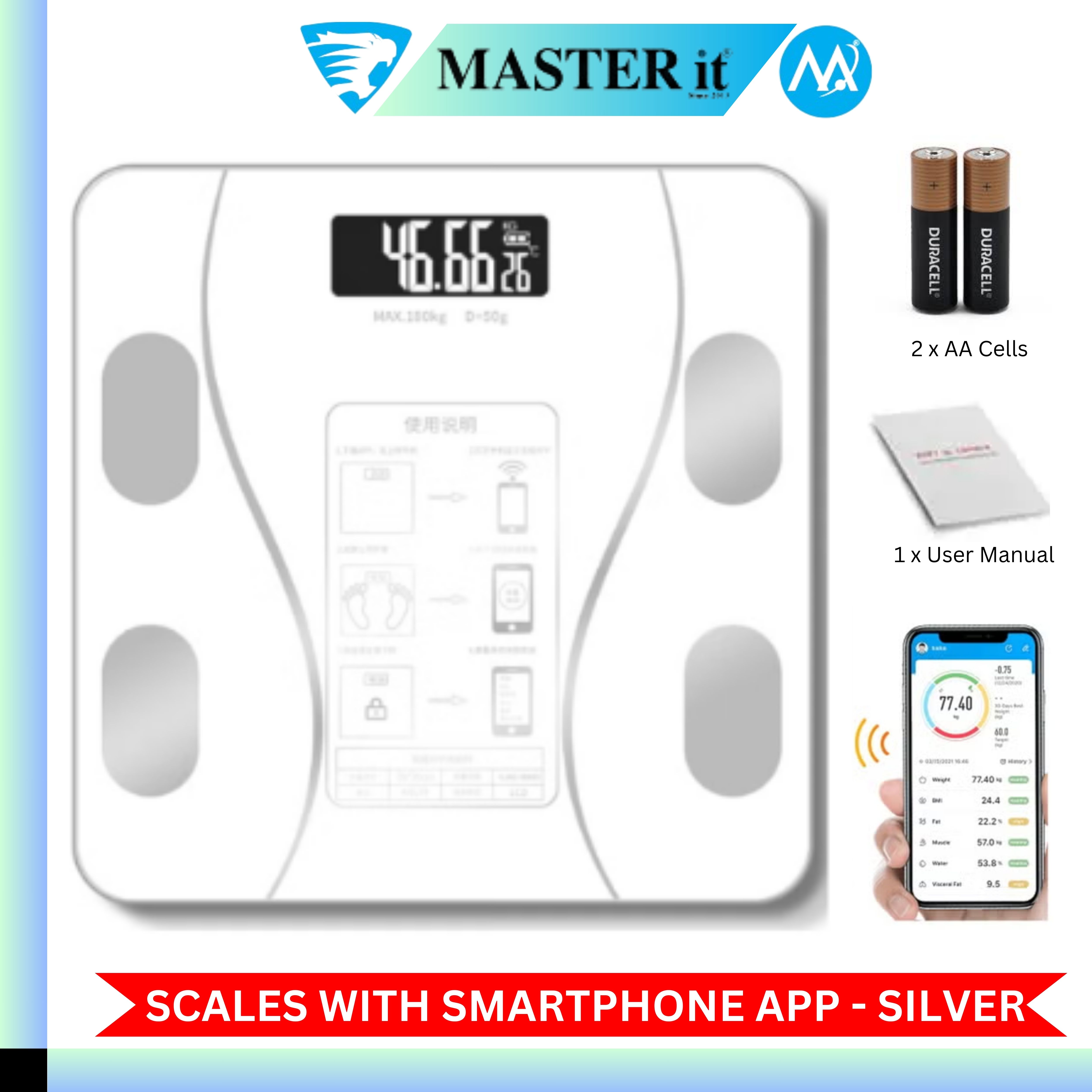 Upto 180kg Bluetooth Weight Machine With App - Smart Digital Body Weight Scale With Bluetooth Weighing Scale App & LED Digital Display - Accurate Body Fat & BMI Measurement Through App - Weighing Machine & Weighing Scale For Household Use