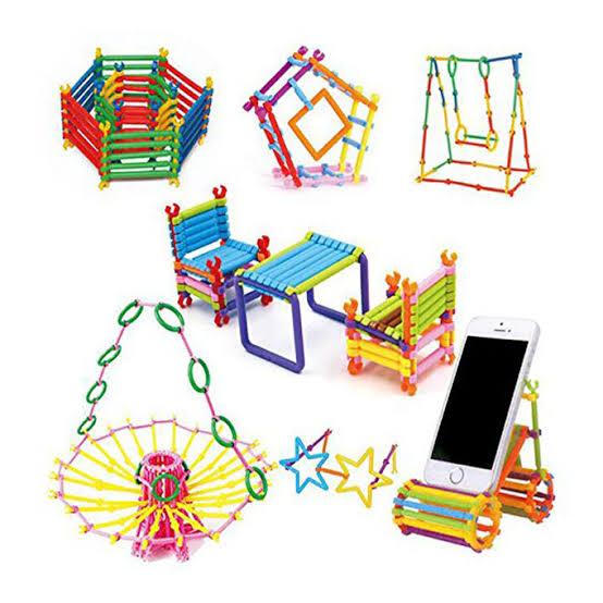 Dream Colorful Activity Sticks Building Blocks Toys for Boys Girls Kids Children Magic Building Kit Colourful Plastic Building Stick Kits, Connector Set