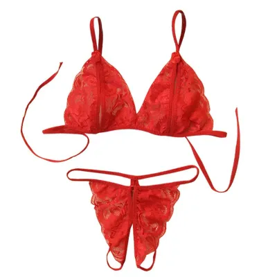 Women Lace Open Bra Thongs G-strings Erotic Underwear Lingerie Set