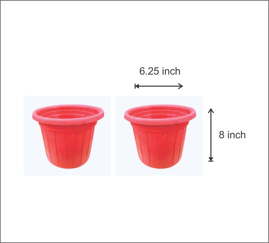 Pack of 2 Plastic Flower Pot 8 inch size for gardening of live plants Umda Brand Daraz.pk
