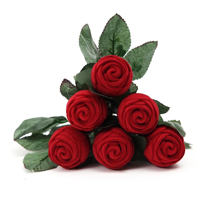 Red Rose Ring with Box for Wedding Valentines Engagement