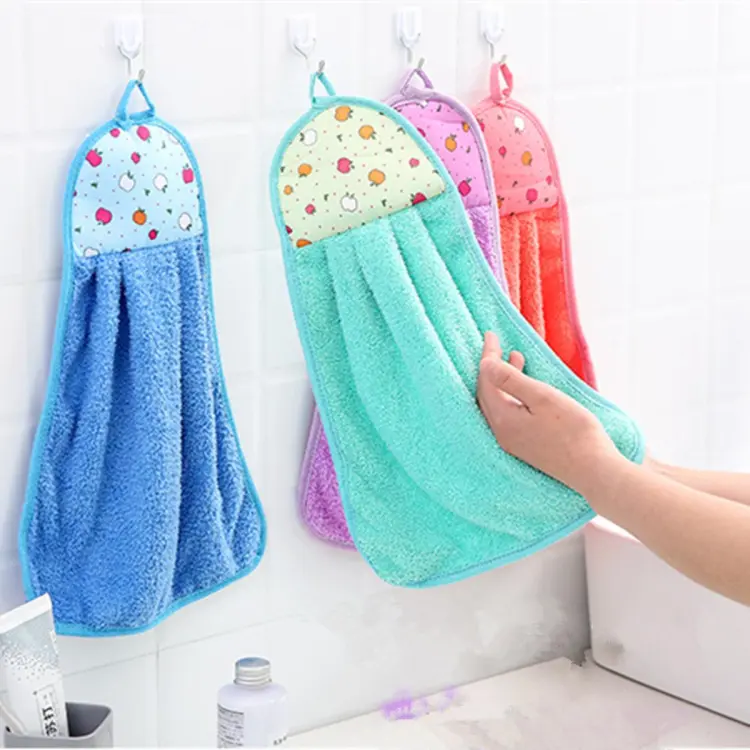 Hand Towel Hanging Kitchen Hand Dry Towel Fast Dry Soft Dish Wipe Cloth for  Kitchen Bathroom Use (2 pcs)