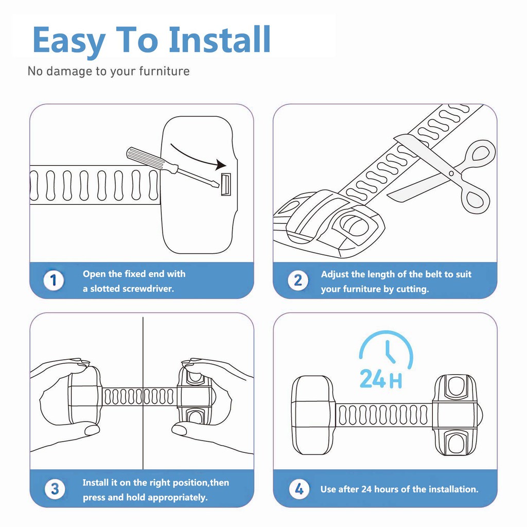 Kiddie Guard Adjustable Multipurpose Baby Safety Kid Safety Lock Door Lock 1-Pcs
