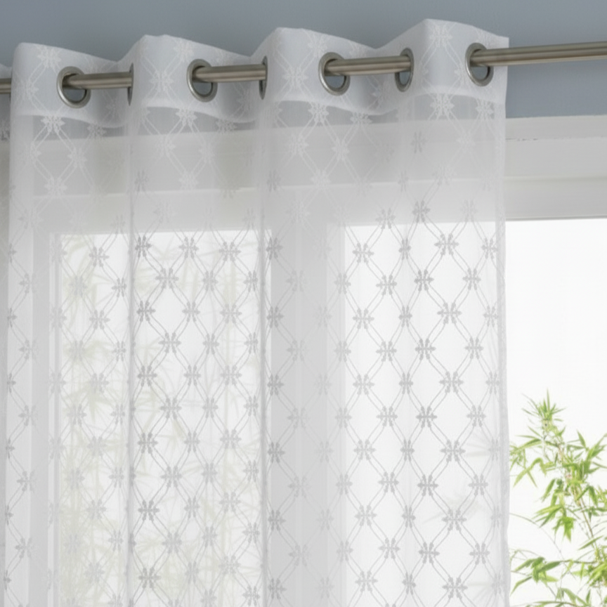 Net Curtains for Windows and Doors - White Sheer Net Curtain Panel for Living Room Bed Room Decor
