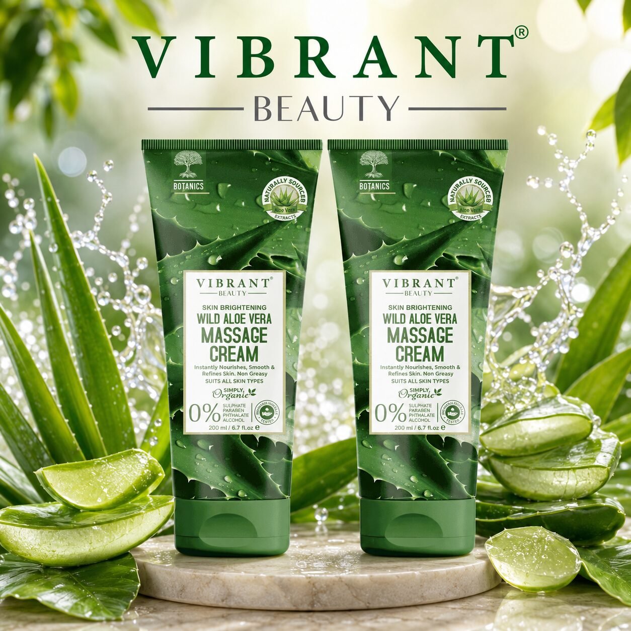 Vibrant Beauty Wild Aloe Vera Massage Cream Combo Pack | Personal Care Set | 200ml