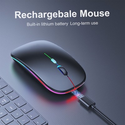 【Rechargeable】Wireless Gaming Mouse RGB with adjustable DPI ~ Silent Click, Ultra-thin, LED Wireless Optical Mouse for Laptop, PC, Computer, MacBook, iPad, Smart TV