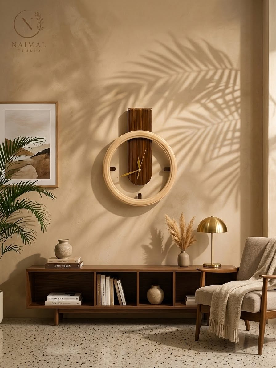 Modern Minimalist Wooden Wall Clock – Handcrafted Decorative Timepiece