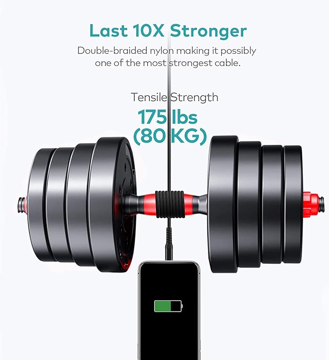 3A Fast Charging 1M Braided Lightning-Pin USB Cable - Ultra Durable Heavy Duty Data Sync Cord