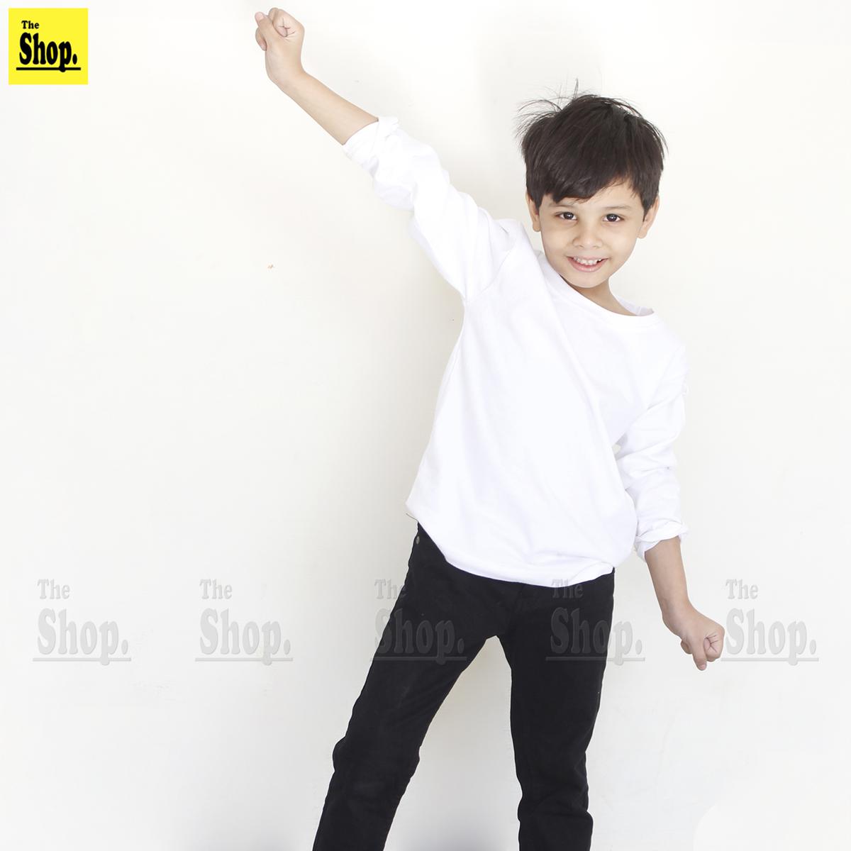 The Shop - Kids Clothes - Cotton White Full Sleeves T-Shirt For Boys And Girls Kids, 1 Years To 14 Years - Fs1-Wht