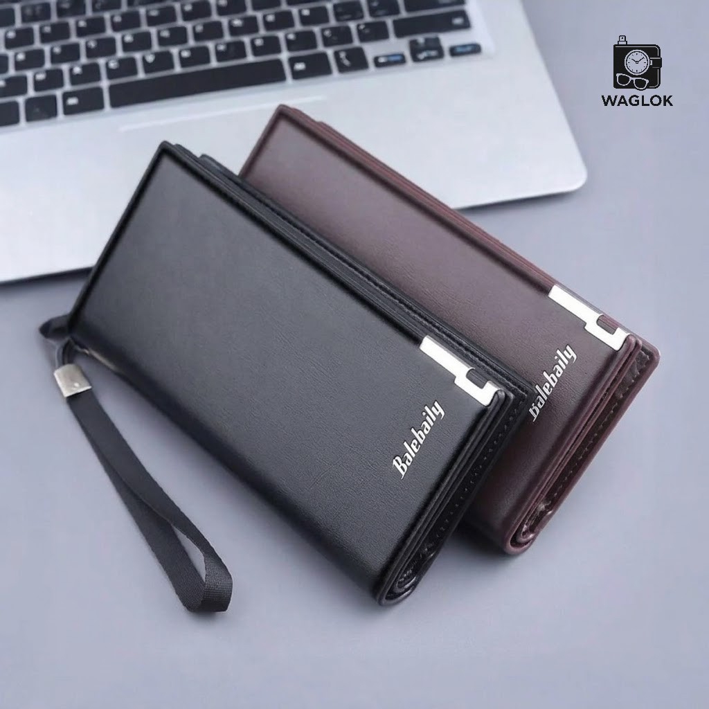 PU Leather Balebaily Long Wallet – Card Slots, Zippered Phone Compartment, ID Window, and Dual Ticket Pockets